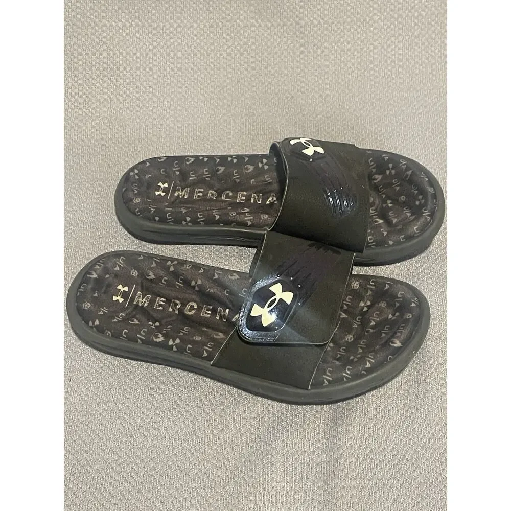 Under Armour Youth Slides Size 5Y Black Adjustable Unisex Sandals Kids 5